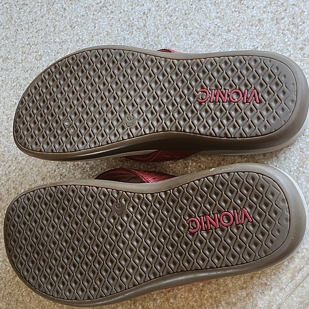 Vionic Orthotic Toe Post Sandal With Vio Motion Rust Size 8 - Picture 5 of 9